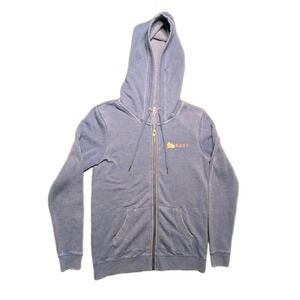 Roxy Women's Small Floral Logo Hoodie Blue Full Zip Skate Beach Y2K Long Sleeve
